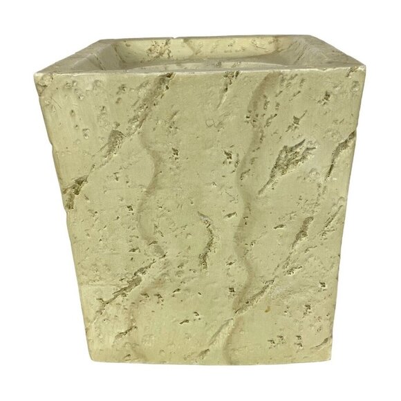 Faux Stone Tissue Box Cover Beige Square Handpainted Rustic Bathroom Decor - Picture 3 of 7